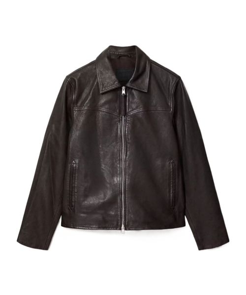 Long-sleeved leather jacket