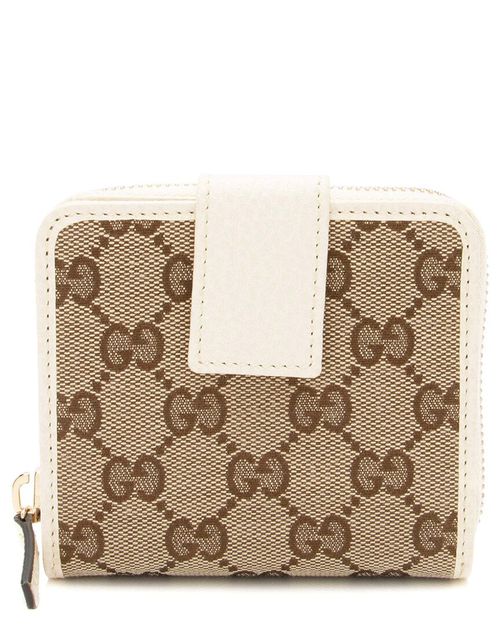 Brown GG Canvas Zip Around Compact Wallet (Authentic Pre-Loved)