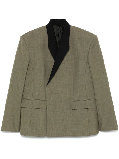 Contrast-lapels blazer - Green