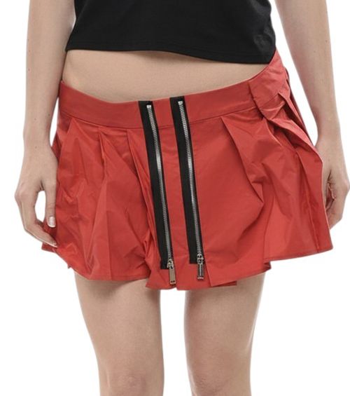 Red Pleated Mini Skirt