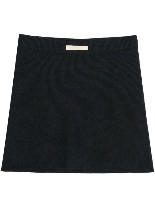 Logo-patch knit mini skirt - Black