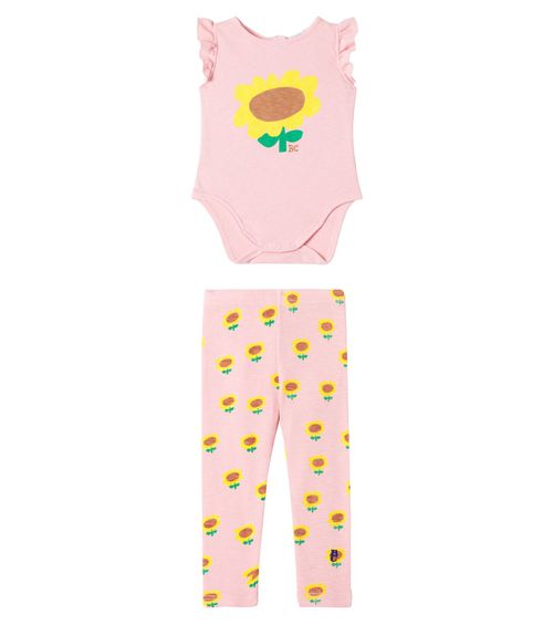 Bobo Choses Baby Sunflower cotton-blend bodysuit and leggings set