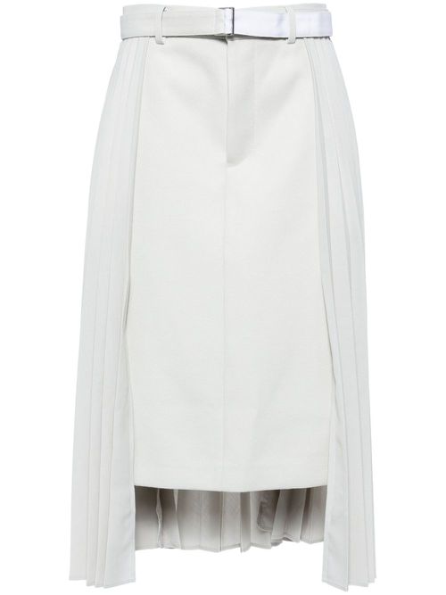 Suiting x wool melton skirt - Neutrals