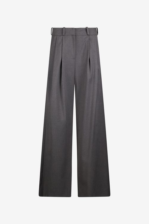Grey Pleated Wide Leg Trousers