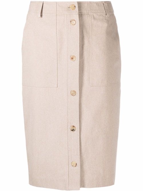 Button-up midi skirt - Neutrals