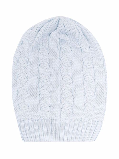 Cable-knit virgin wool beanie - Blue