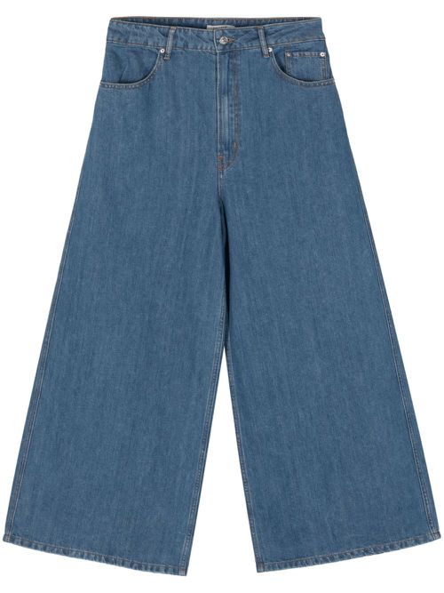 Mid-rise wide-leg trousers - Blue