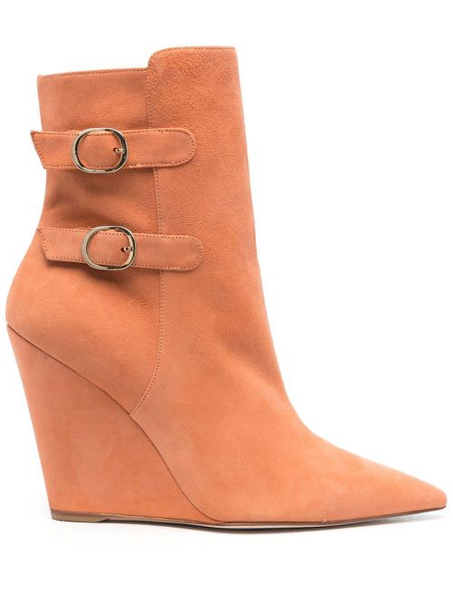 Buckle-fastening 110mm suede boots - Orange