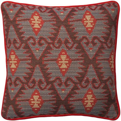 Espiga Blue, Sustainable Feather, Cushion, 55cm x 55cm - Andrew Martin Cotton Blend Kilim