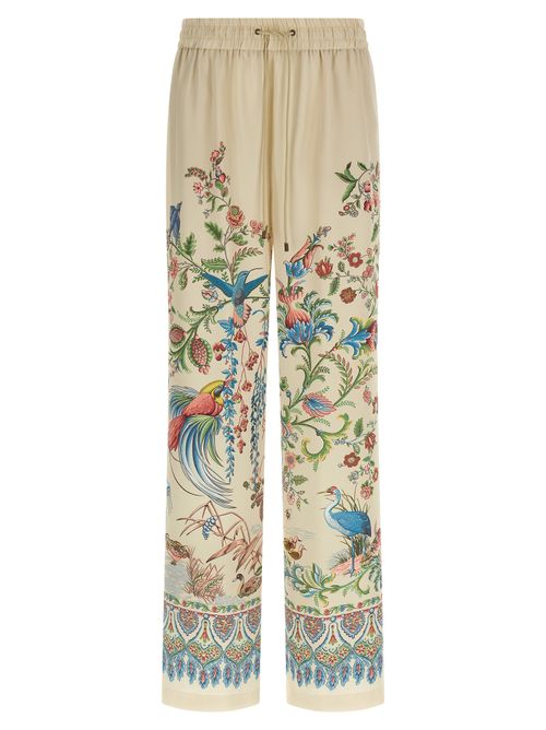Flora and Fauna Print Trouser — Beige