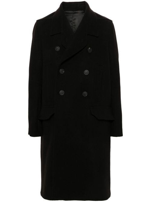 Officer double-breasted long coat - Black