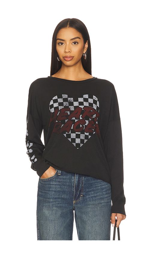 Lauren Moshi Luella Long Sleeve Drop Shoulder Tee in Onyx. M also in L, S
