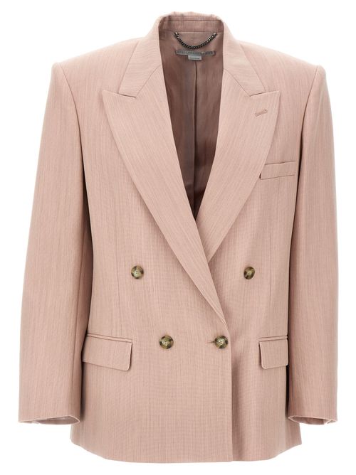 Double-Breasted Wool Blazer — Pink