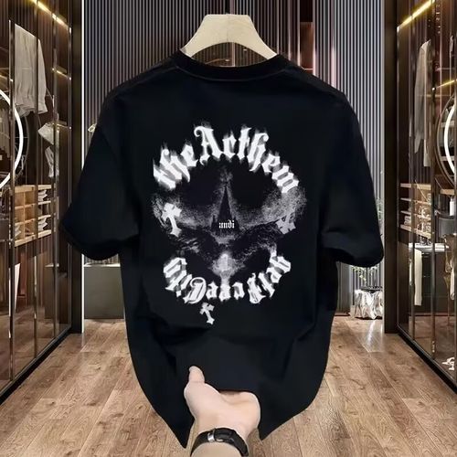 Men's Clothing 2025 Summer New Style Short Sleeved T Shirt European Goods Personalized Printing Round Neck Slim All Match Half Sleeved T Shirt Men