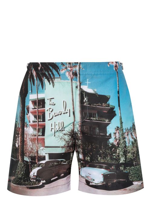 Bulldog Photographic Beverly Hills-print swim shorts - Blue