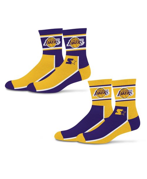 Men's and Women'sÂ 2-Pack Purple/Gold Los Angeles Lakers Double Color Block Mid-Crew Socks - Purple, Gold