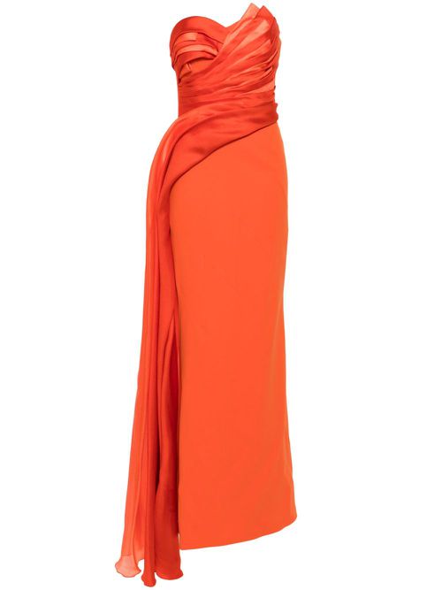 Draped-detail gown - Orange