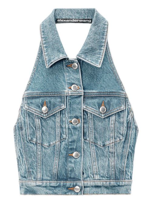 Halterneck denim vest - Blue