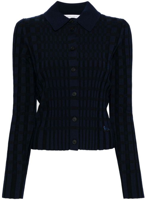 Checked knitted shirt - Black