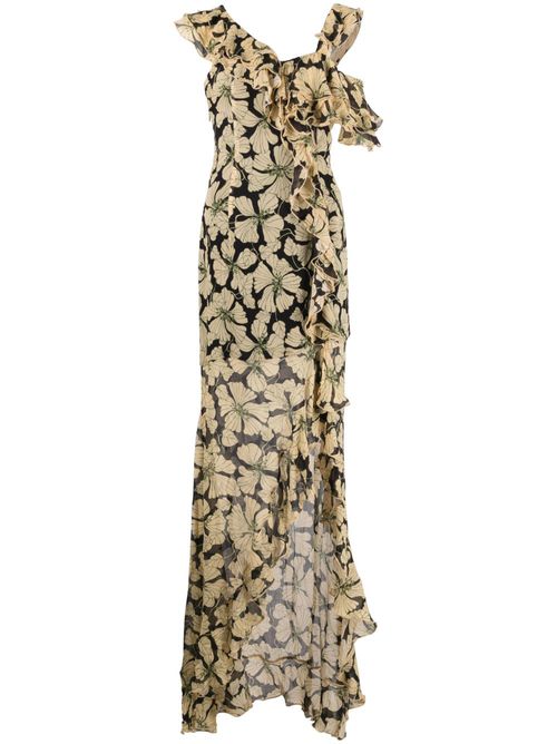 chinese dress ladies AGUA MAXI DRESS IN YELLOW CRINKLE CHIFFON – DE LA VALI OFFICIAL main image 1