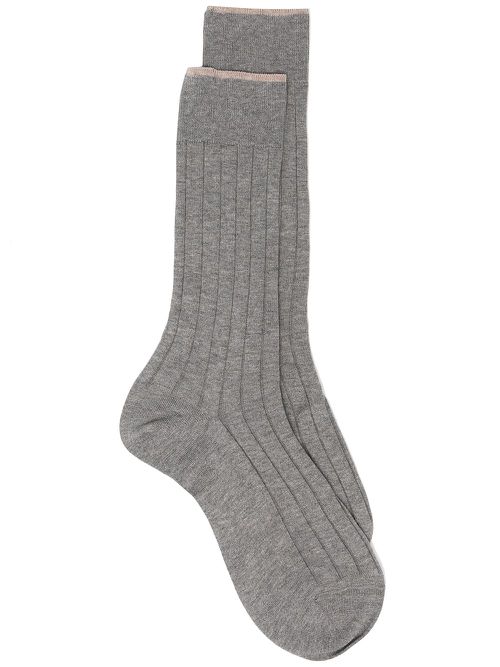 Ribbed-knit ankle socks - Grey