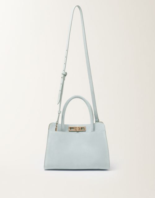 Suede handbag, aqua
