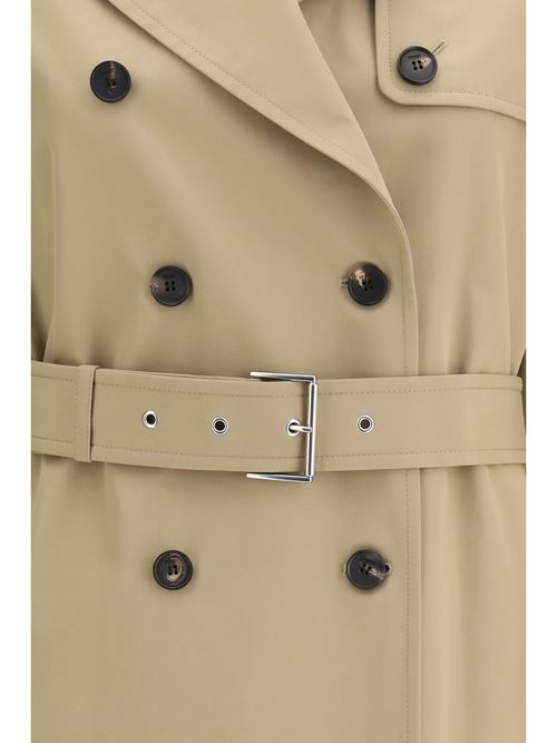 Double-Breasted Cotton Trench Coat — Beige