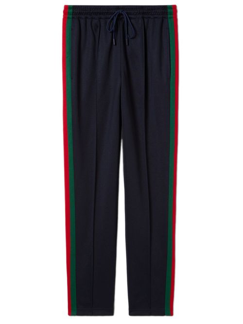 Web Insert Track Pants with Elastic Drawstring Waist and Side Pockets