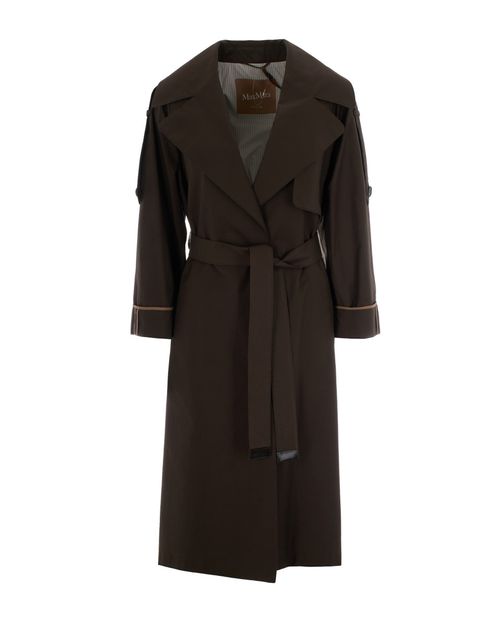 Green Notched Lapel Trench Coat