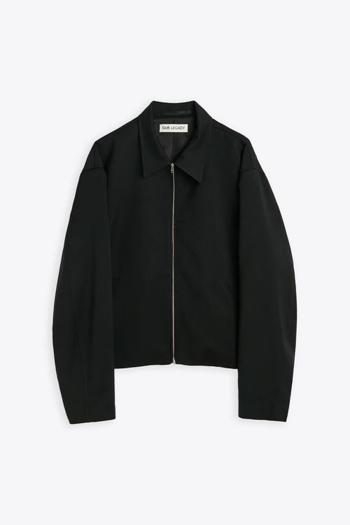 Mini Jacket Black wool tailored boxy jacket - Mini Jacket