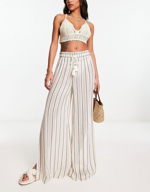 Stripe palazzo pants in white - part of a set