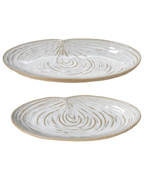 Set Of 2 Artisanal Reactive Glaze Shell Tidbit Dish / Trays