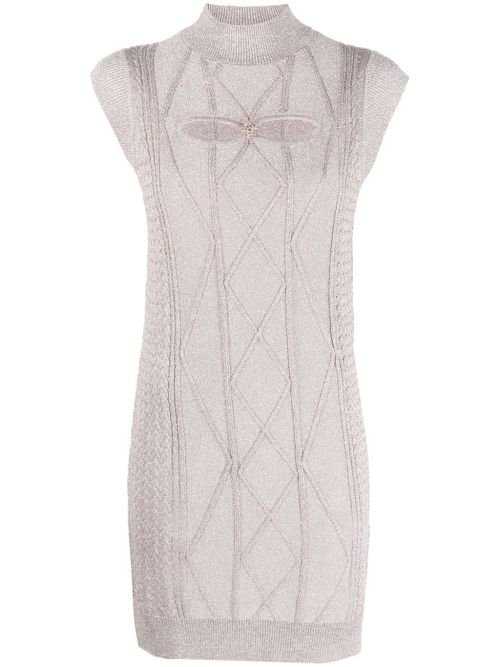 Cut-out lurex minidress - Neutrals