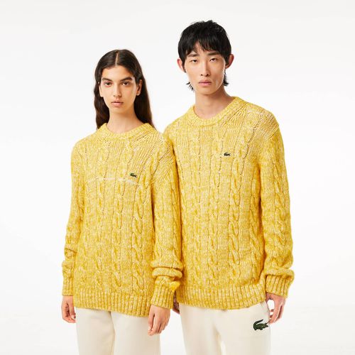 Unisex Cotton and Mercerized Alpaca Cable Knit Sweater