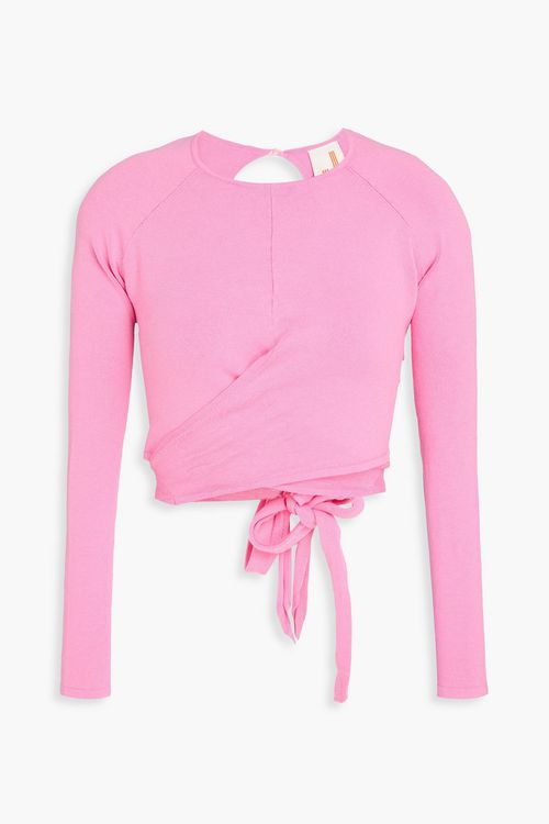 Cropped open-back Lyocell-blend top - Pink - XS