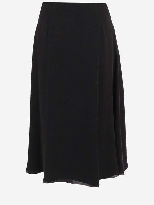 Silk Midi with Front Slit Skirt — Black