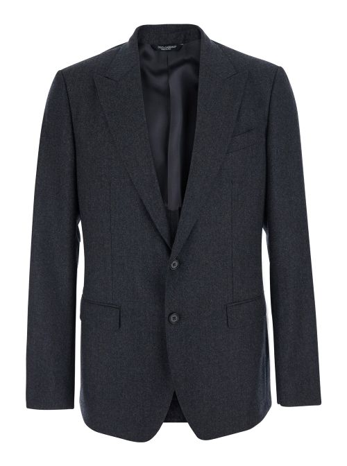 Wool-Blend Blazer — Gray