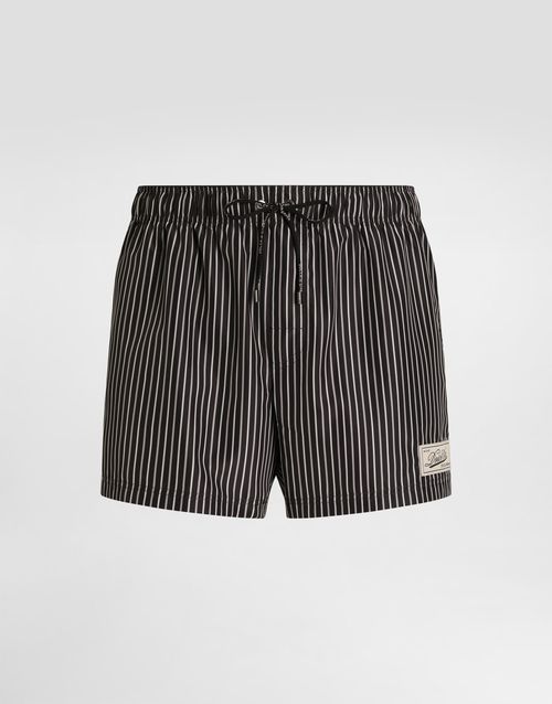 Stripe-print short swim boxers