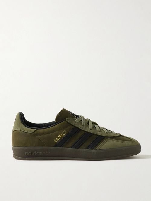 Gazelle Indoor Leather-trimmed Suede Sneakers - Green