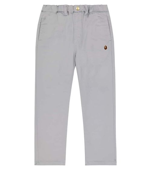 Tuck embroidered twill pants