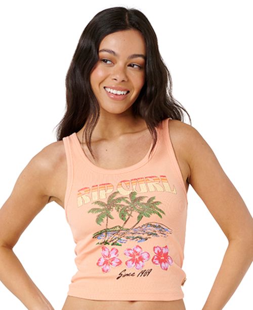 Women's Hayley O Stone Wash Tank Top - Papaya