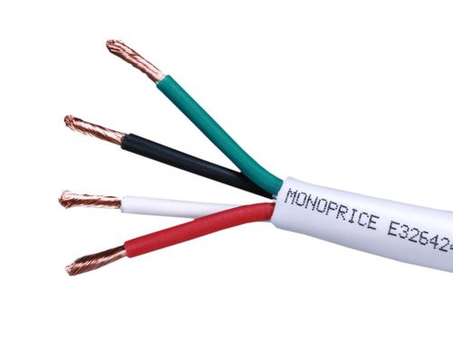 Speaker Wire, CL2 Rated, 4-Conductor, 18AWG, 1000ft, White