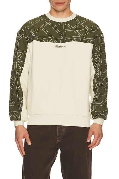 Malbon Golf Tierra Crewneck Sweater in Cream & Olivine - Green, Beige. L also in M, S, XL/1X
