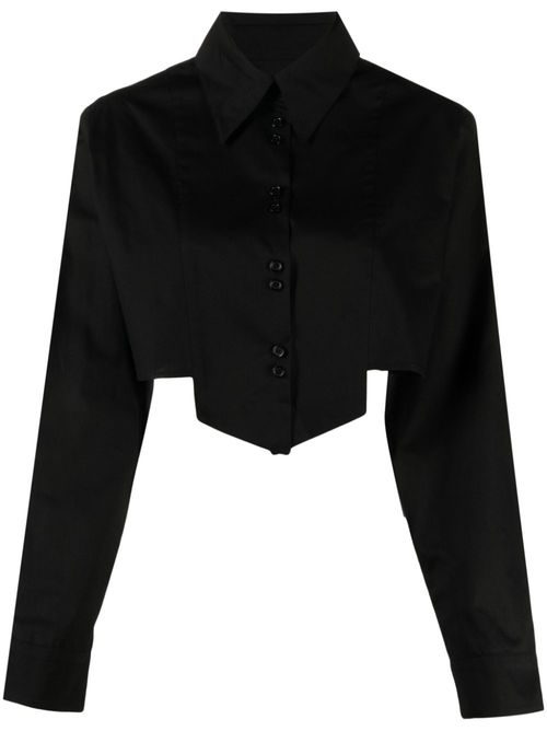 Cropped cotton shirt - Black