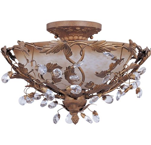 Elegante 16.5" 3-Light Semi-Flush Mount in Etruscan Gold