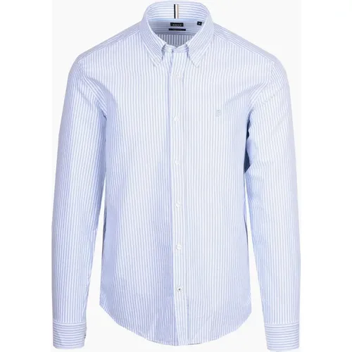 Men's Boss Black H Liam Stripe Oxford Shirt Light Pastel Blue