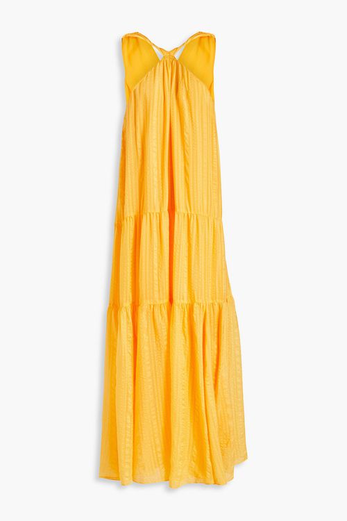 Tiered crinkled silk-jacquard maxi dress
