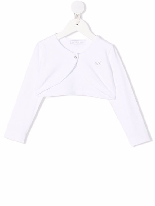 Logo-embellished cropped cardigan - White