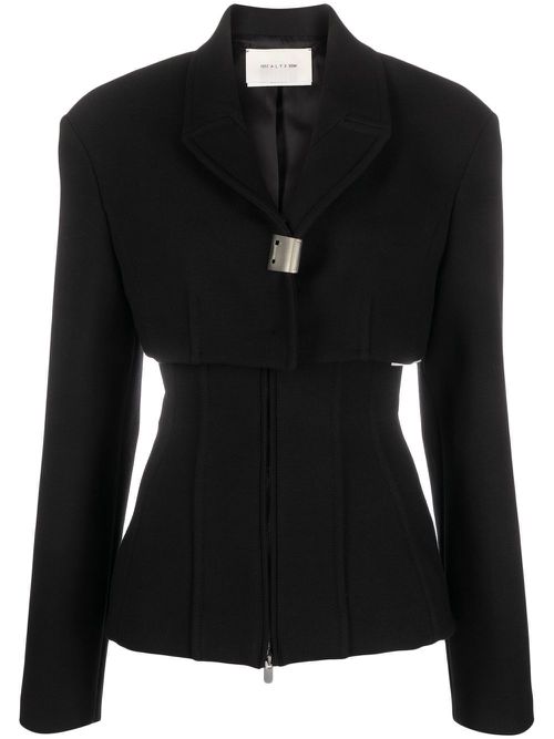 Layered-design zipped jacket - Black