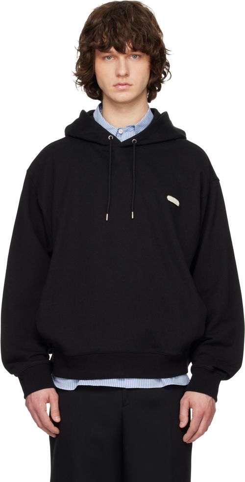 Black Solid Back Logo Hoodie
